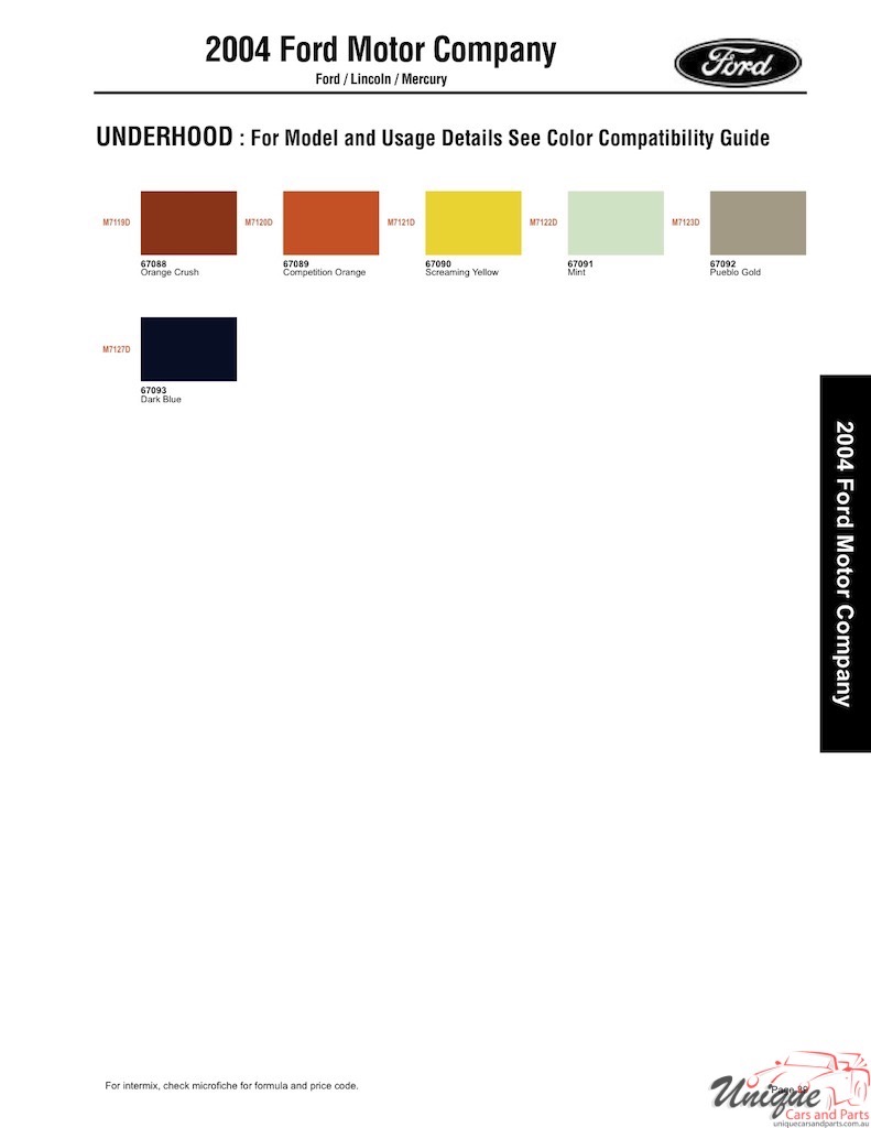 2004 Ford Paint Charts Sherwin-Williams 9